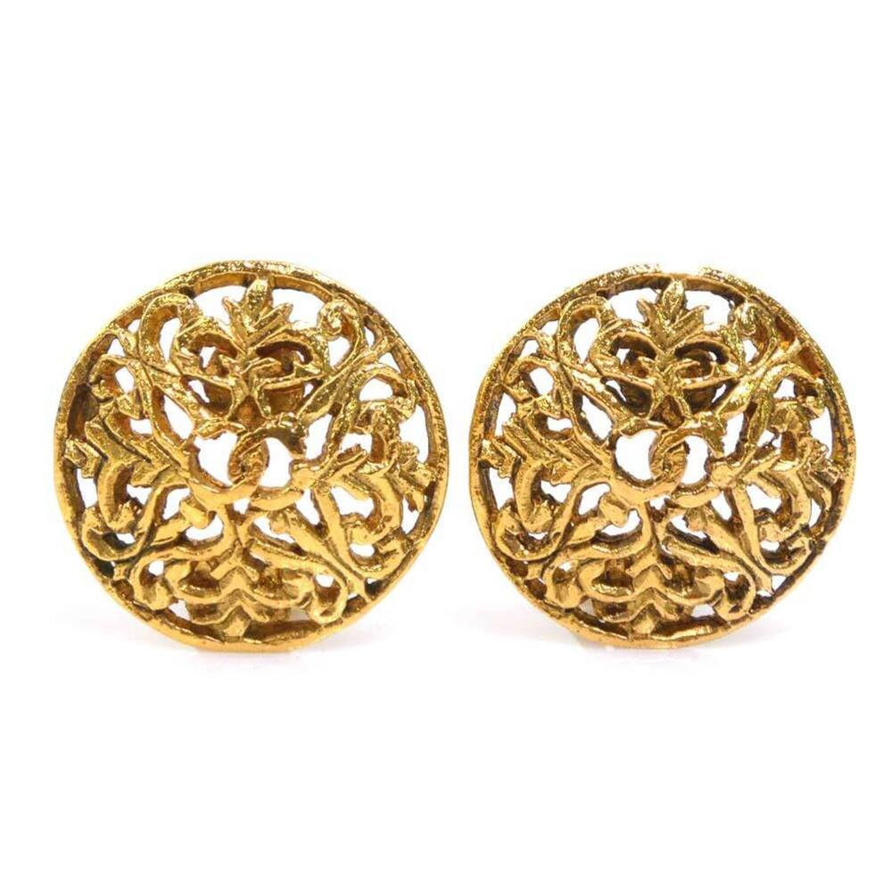 CHANEL Gold Logo Earrings